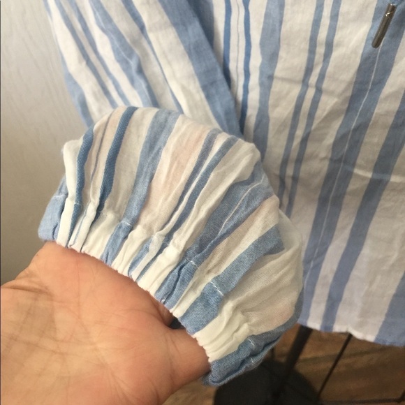 ❤️ Falls Creek size medium blue white stripe high low lightweight summer… - Picture 3 of 5